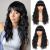 SOKU Black Wavy Wig with Bangs for Women 20 Inches Synthetic Nature Curly Wig for Girls Medium Length Heat Friendly Wave Hair Natural Looking Realistic Bangs Wigs for Women Daily Party Costume Wavy Wig with Bangs Black-2...