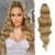 FESHFEN Long Ponytail Extension Curly Wavy Clip in Synthetic Hairpieces Drawstring Ponytail Hair Pony Extension for Women Girls 60 cm Mixed Blonde