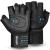 ihuan Ventilated Weight Lifting Gym Workout Gloves with Wrist Wrap Support for Men & Women, Full Palm Protection, for Weightlifting, Training, Fitness, Hanging, Pull ups Black Large