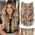 Invisible Wire Hair Extensions with Adjustable size Transparent Wire 20 Inch Synthetic Halos Hair Extension Secret Wire Hair Extensions Clip In Real Hair (Color: Medium Brown Highlighted Blonde)
