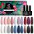 Beetles 20 Pcs Gel Nail Polish Kit, Modern Muse Collection Soak off Nail Lamp Nude Gray Pink Blue Glitter Gel Polish Starter Kit with Glossy & Matte Top Gel Base Coat Halloween Nails Gifts for Women A-Modern Muse