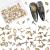 NICENEEDED 60Pcs Cross Nail Art Charms Kit 3D Metal Punk Nail Jewelry for Nail Decorations Antique Style Mixed Shape Nail Studs Set for Women Girls Nail Art Design(Retro Gold)