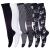 Compression Socks for Men & Women (6Pair) Non-Slip Long Tube Ideal for Running Nursing Circulation & Recovery Boost Stamina Hiking Travel & Flight Socks 20-30 mmHg L-XL Black & White