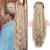 FLUFYMOOZ Ponytail Extension 26 Inch Drawstring Ponytail Hair Extensions for Women Long Curly Wavy Ponytail Natural Synthetic Hairpiece for Women (26 Inch Blonde with Blonde Highlights)