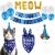 TCBOYING Cat Birthday Bandana, Cat Birthday Boy Girl Hat Scarfs Flag Balloon with Cute Doggie Birthday Party Supplies Decorations Blue