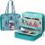 FINPAC Sewing and Craft Supplies Storage Tote Large Capacity Travel Packing Organizer Bag with Clear Pockets and Handle for Knitting Crochet Art Sewing Accessories (Emerald Illusions)