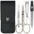 Three swords - 4 pcs.Nail care set 'Capri' |High quality nailetui for manicure and pedicure.Color: Black Leather |Contents: nail scissors nail clippers tweezers sapphire nail files black / synthetic leather