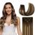 GOO GOO Clip-in Hair Extensions for Women, Soft & Natural, Handmade Real Human Hair Extensions, Chocolate Brown to Caramel Blonde, Long, Straight #(4/27)/4, 7pcs 120g 18 inches 18 Inch (Pack of 1) #(4/27)/4 Chocolate Brown