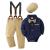 ZOEREA Baby Boy Gentleman Outfits Clothes Set 0-18 Months Romper Jumpsuit with Bow Tie + Suspender Pants Infant Wedding Suit Clothing Sets 12-18 Months Dark Blue