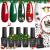 Beetles Christmas Gel Nail Polish Set- Christmas 5 Colors Sparkle Red Green Gel Polish Kit Soak Off LED Gel Nail Kit Manicure Gift with Nail Strengthener Gel and Stickers Nail Art Gifts for Women Christmas-Happy Holidays