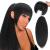 UAmy hair Long Yaki Straight Drawstring Ponytail with Bangs for Black Women Synthetic Thick Kinky Straight Bangs Ponytail Hairpieces 20 inch Clip in Ponytail Extension for Girl Daily Use Ponytail with bangs 1B