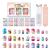 Modelones 144Pcs 6 Pack Press on Nails for Kids Children Acrylic Fake Nails Pre-glue Full Cover Glitter Gradient Color Rainbow Candy Short False Nail Art Kits Sets Valentines Day Gifts for Kids Girls A2-Rainbow Candy