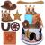 KEEPARTY Cowboy Cake Decorations Cowboy Hat and Boot Cake Toppers Western Cowboy Cowgirl Birthday Baby Shower for Western Theme Party Favors Supplies (Brown)