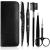 Gibot Eyebrow Set 5pcs Stainless Steel Eyebrow Grooming Kit with Tweezers Scissors Eyebrow Brush Comb Eyebrow Pencil Razor and Travel Case for Women and Men Black
