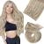 Moresoo Blonde Clip in Hair Extensions Real Human Hair Ash Blonde with Platinum Blonde Human Hair Extensions Clip in 20 Inch Clip in Real Hair Extensions 7 Pieces/120g #P18/613 50 cm #P18/613