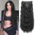FLUFYMOOZ Clip In Hair Extensions 6PCS Hair Extensions Long Mermaid Waves Wavy Synthetic Clip On Hairpiece For Women 24 Inch (Natural Black) 24 Inch Natural Black