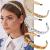 AWAYTR Chain Hairband Women Chained Headband - 3PCS Chained Reactions Headband for Women Girls Inspired Hair Hoop Thick Chain Metal Resin Headband (Resin-Gold/Resin-Silver/Resin-Amber)
