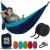 Durable Hammock 400 lb Capacity - Lightweight Nylon Camping Hammock Chair - Double or Single Sizes w/ Tree Straps and Attached Carry Bag - Portable for Travel/Backpacking/ (Navy, Medium) Navy & Light Blue Medium