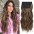 Feshfen clip in extensions 4PCs 50 cm hair extensions with clips synthetic corrugated hair exension honey blond mixed light brown wavy wavy hair extensions clip in hair part for women 180g