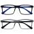 Opulize ink long -distance glasses 2 -seat Pack Large rectangular frame spring hinges scratch -resistant black gray men's women mm4-17 -1.00 -1.00 diopters black blue / gray blacks