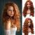 Copper red long hair curly wavy full head halloween wigs for women cosplay costume party (disposable) (copper red) copper red
