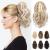 REECHO Ponytail Extension Claw Clip in Ponytail Hair Extensions 10 Inch Short Curly Ponytail Natural Wavy Synthetic Hairpiece for Women Ash Blonde with Highlights 10 Inch Ash Blonde with Highlights