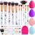 Makeup Brushes DUAIU 15PCs Marble Makeup Brush Set Premium Synthetic Kabuki Powder Blush Contour Foundation Concealer Eyeshadow Brushes with Makeup Sponge and Cleaner Brush Egg A Grey