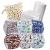Reusable Nappies - Eco Friendly and Chemical Free Cloth Nappies - Includes 6 Washable Baby Diapers 6 Bamboo Nappy Inserts 1 Roll of Biodegradable Nappy Liner Wet Bag Patterned