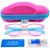 Blue Light Glasses for Kids Girls Boys with Cute Car Case, UV400 Protection, Anti Blue Ray Age3-12 Computer Game Glasses Pink/ Green