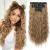 Clip in Hair Extensions REECHO 5PCS Brown Hair Extensions 24" Thick Long Loose Waves hair extensions HE002 Invisible Lace Weft Natural Soft Hairpieces for Women C Light Brown with Blonde Highlights