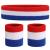 ONUPGO Sweatband Set Sports Headband Wristband Set Sweatbands Terry Cloth Wristband Wrist Sweatband Headbands Moisture Wicking Sweat Absorbing Head Band Red/White/Blue