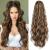YEESHEDO Long Wavy Ponytail Hair Extension for Women Drawstring Ponytail Hair Extensions Clip in Curly Synthetic Hairpiece Chestnut Brown with Blonde 26 Inches