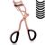 Klihn-Exclusive eyelashcare eyelash curler incl. 8 Extra replacement rubber pads-the make-up tool for perfectly curved eyelashes made of high quality carbon steel (rose gold glossy)