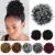 YISIKUNNUO Curly Wavy Afro Puff Drawstring Ponytail Hair Extension for Black Women Loose Wave Short Mini Afro Puff Hairpieces for Girls Kids(Dark Gray)