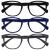 Opulize pop reading glasses 3 Series Pack Matt Frame Federshanging Squids scratch-resistant black blue gray men women RRR2-137 +1.50 Black blue gray +1.50 Dioptries