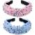 WILLBOND 2 Pieces Headbands for Women Pearl Knotted Girls Headband Colorful Jeweled Embellished Gem Hairband Faux Pearl Cross Knot Twisted Turban Hair Accessories for Women Girls (Pink  Blue)