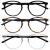 Opulize Met glasses Blue light filter 3 Pack slim round frame spring hinges improves sleep computer glasses gaming reflective black brown transparent men bbb60-12c +0.00 +0.00 diopttria black / brown dark blue / clear black