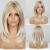 HAIRCUBE Long layered Blonde Wigs for Women Synthetic Hair Wig with Bangs Mixed Blonde