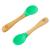 bamboo bamboo Baby Weaning Spoons Set of 2 | Bamboo with Soft Silicone Tips | Ergonomic Easy Grip Handles | BPA-Free (Set of 2 Green)