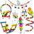 7 Pcs Bird Budgie Toys ESRISE Hanging Bell Pet Bird Cage Hammock Swing Climbing Ladders Toy Wooden Perch Mirror Chewing Toy for Conures Love Birds Small Parakeets Cockatiels Parrot (Muliti-B)