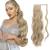 FESHFEN Long Wavy Ponytail Extensions 60cm Body Wavy Wrap Around Hair Ponytails Curly Clip in Synthetic Hairpieces for Women Girls Ash Blonde 60 cm (Pack of 1) 16/613# Ash Blonde