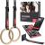 BeMaxx Gymnastic Rings Set Wood + Door Anchor Attachment, Exercise eBook & Safety Straps + Length Markings | Wooden Olympic Gym Gymnastics Athletic Fitness | Home Workout Muscle Training Gym Rings - EU