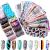 Duufin 300 Sheets Nail Foils Nail Art Transfer Foil Stickers Laser Flower Color Sheet Adhesive Stickers Paper Starry Sky Stars Black White Lace Design for Nail Art DIY Decoration Metal