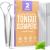 BASIC CONCEPTS Tongue Scraper (2 Pack) Reduce Bad Breath (Travel Cases Included) Stainless Steel Tongue Scrapers for Adults 100% Metal Tongue Cleaners Fresher Breath