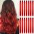 16Pcs Colored Clip in Hair Extensions 22 Inch Colorful Highlights Hairpieces Straight & Long Heat-Resistant Synthetic Hair Accessories for Kid Girls Women Party Hair Decor (16Pcs-Red)