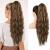 REECHO Ponytail Extension 26" Long Beach Wave Drawstring Pony Hair Extension Synthetic Pony Tail Hairpiece for Women - Chocolate Brown with Blonde Highlights