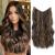 Brown Hair Extension with Adjustable Size Invisible Wire Hair Extensions Clip in 20inch Synthetic Curly Hair Pieces for Women 20 Inch Balayage Dark Brown to Chestnut