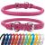 Collardirect round leather dog collar soft padded rolled handmade real leather collar for dog puppy cat small big black pink red purple blue pink 23-28 cm