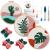 Anidaroel 3 Sets Punch Needle Kits  Punch Needle Kits for Adults Beginner  Punch Needle Tool with Punch Needle Fabric  Hoops  Yarns and Sewing Needles Morandi Tropical Plants