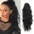 FINE PLUS Ponytail Extension Claw 18inch Clip in Ponytail Hair Extensions for Women Synthetic Curly Wavy Clip in Pony Tail Hair Extensions for Daily Party Use Natural Black Color